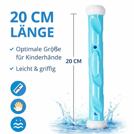 Tauchringe & Tauchstäbe für Kinder & Erwachsene – Wasserspielzeug für Pool, Schwimmbad & Tauchspiele (4x Tauchstab)