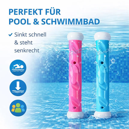 Tauchringe & Tauchstäbe für Kinder & Erwachsene – Wasserspielzeug für Pool, Schwimmbad & Tauchspiele (4x Tauchstab)