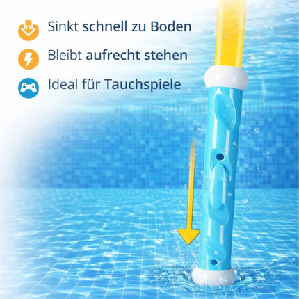 Tauchringe & Tauchstäbe für Kinder & Erwachsene – Wasserspielzeug für Pool, Schwimmbad & Tauchspiele (4x Tauchstab)