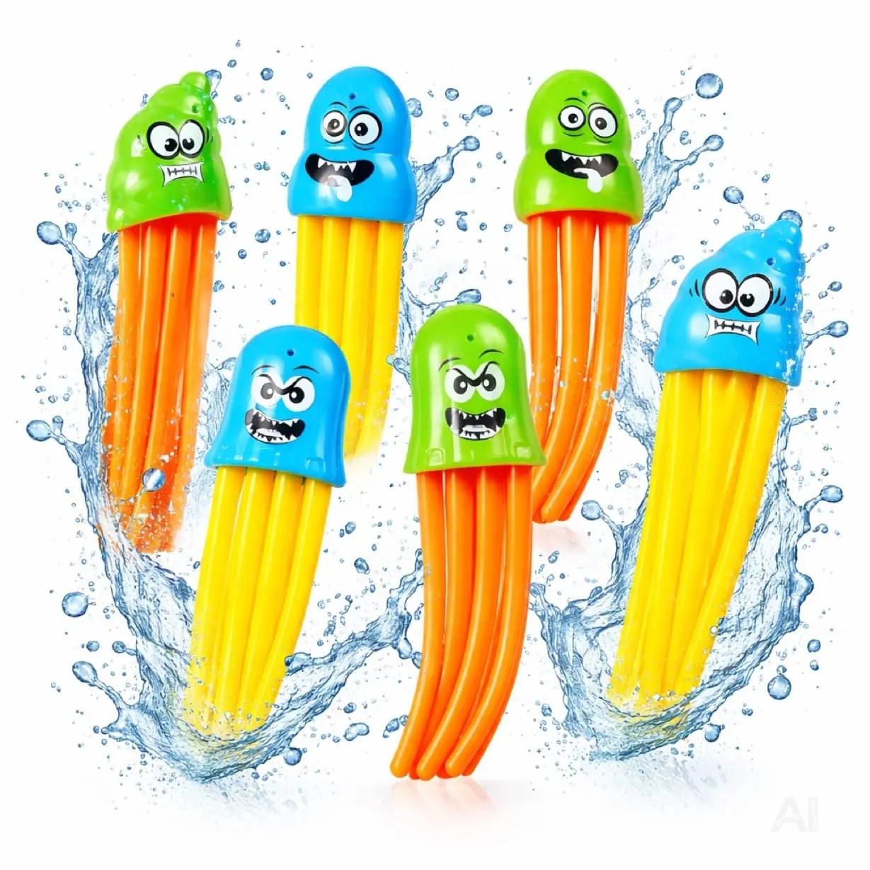 Tauchringe & Tauchstäbe für Kinder & Erwachsene – Wasserspielzeug für Pool, Schwimmbad & Tauchspiele (6x Quallen)