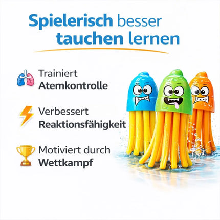 Tauchringe & Tauchstäbe für Kinder & Erwachsene – Wasserspielzeug für Pool, Schwimmbad & Tauchspiele (6x Quallen)