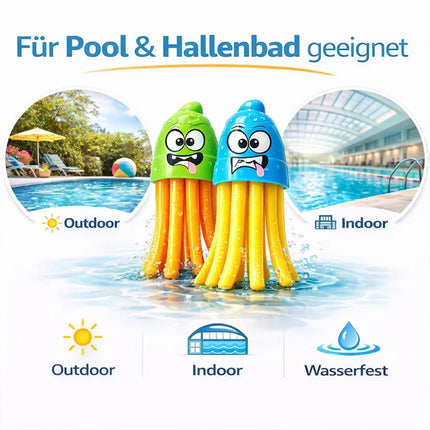 Tauchringe & Tauchstäbe für Kinder & Erwachsene – Wasserspielzeug für Pool, Schwimmbad & Tauchspiele (6x Quallen)