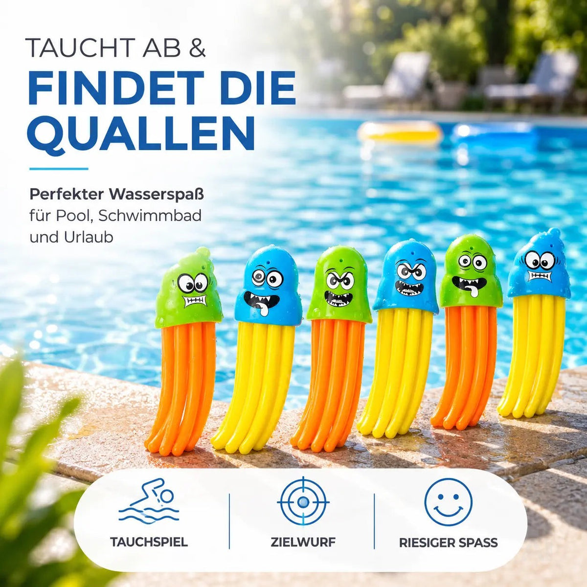 Tauchringe & Tauchstäbe für Kinder & Erwachsene – Wasserspielzeug für Pool, Schwimmbad – Detailansicht 2