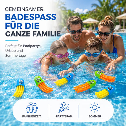 Tauchringe & Tauchstäbe für Kinder & Erwachsene – Wasserspielzeug für Pool, Schwimmbad & Tauchspiele (6x Quallen)