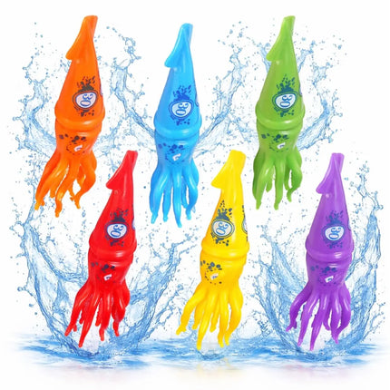 Tauchringe & Tauchstäbe für Kinder & Erwachsene – Wasserspielzeug für Pool, Schwimmbad & Tauchspiele (6x Tintenfisch)