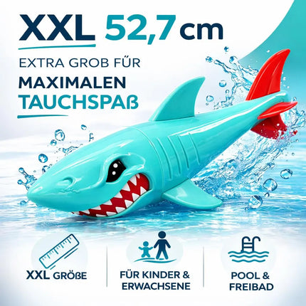 Tauchringe & Tauchstäbe für Kinder & Erwachsene – Wasserspielzeug für Pool, Schwimmbad & Tauchspiele (XXL Hai)