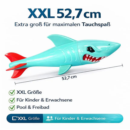 Tauchringe & Tauchstäbe für Kinder & Erwachsene – Wasserspielzeug für Pool, Schwimmbad & Tauchspiele (XXL Hai)