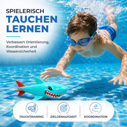 Tauchringe & Tauchstäbe für Kinder & Erwachsene – Wasserspielzeug für Pool, Schwimmbad & Tauchspiele (XXL Hai)