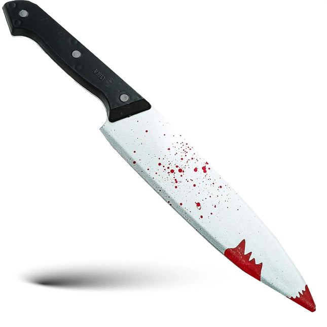 Täuschend Echt Fake Messer mit Blut ca. 34 cm als Accessoire - Halloween & Fasching - für Horror Kostüm