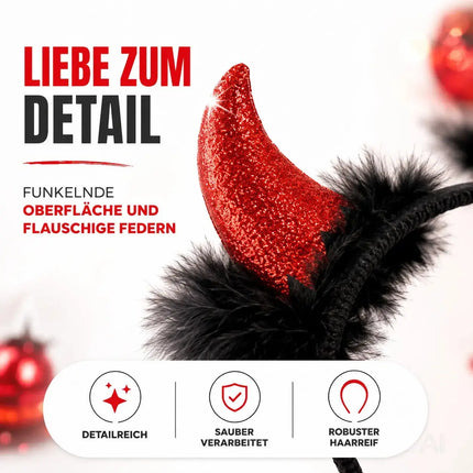 Teufelshörner Karneval Kopfbedeckung Teufelshörner Teufel Accessoire zu Kostüm Damen & Kinder – Detailansicht 5