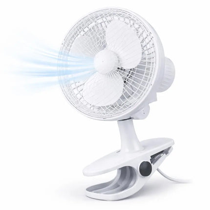 Tischventilator leise mit 90° Schwenkfunktion – Tragbarer Ventilator mit 3 Leistungsstufen für gleichmäßige Luftverteilung (Ventilator mit Clip Ø 16 cm)