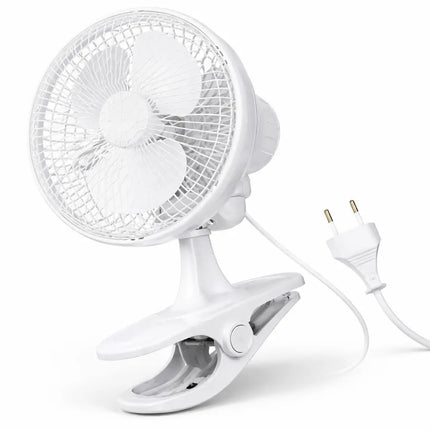 Tischventilator mit 90° Oszillation – Leiser Ventilator mit 3 Geschwindigkeitsstufen und tragbarem Design (Ventilator mit Clip Ø 16 cm)