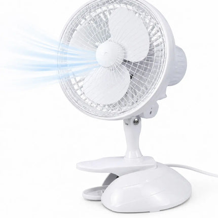 Tischventilator mit 90° Oszillation – Leiser Ventilator mit 3 Geschwindigkeitsstufen und tragbarem Design (Ventilator mit Clip Ø 16 cm)