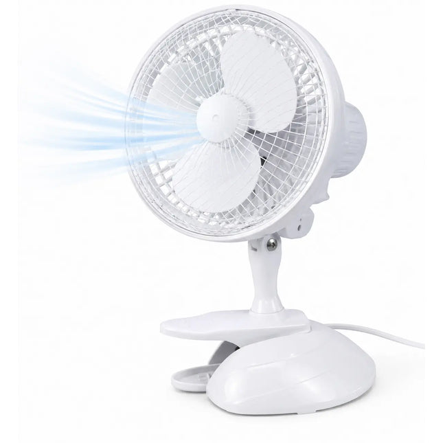 Tischventilator mit 90° Oszillation – Leiser Ventilator mit 3 Geschwindigkeitsstufen und tragbarem Design (Ventilator mit Clip Ø 16 cm)