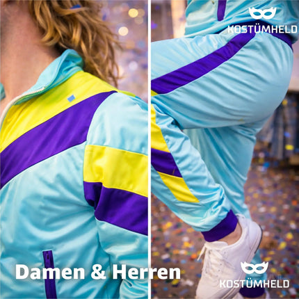80er-Jahre Retro Kostüm Overall Blau – Vintage Look Kostüm für Fasching & Karneval (M/L)