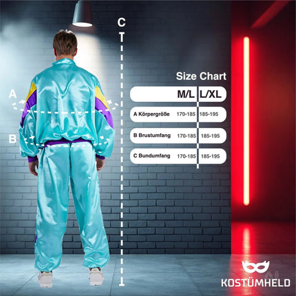 80er-Jahre Retro Kostüm Overall Blau – Vintage Look Kostüm für Fasching & Karneval (M/L)