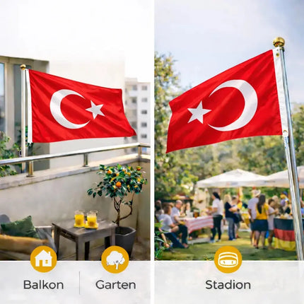Türkei Flagge 90x150 cm – WM 2026 Weltmeisterschaft Fahne Fanartikel aus strapazierfähigem – Detailansicht 6