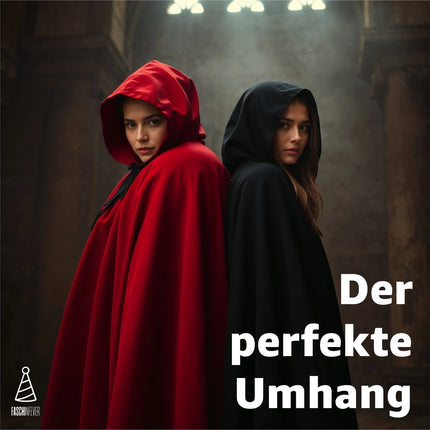 Umhang rot & schwarz mit Kaputze - für Halloween & Fasching & Karneval Vampir Kostüm für Kinder & Erwachsene, Beidseitig - TK Gruppe® Offizieller Onlineshop