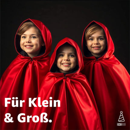 Umhang rot & schwarz mit Kaputze - für Halloween & Fasching & Karneval Vampir Kostüm für Kinder & Erwachsene, Beidseitig - TK Gruppe® Offizieller Onlineshop
