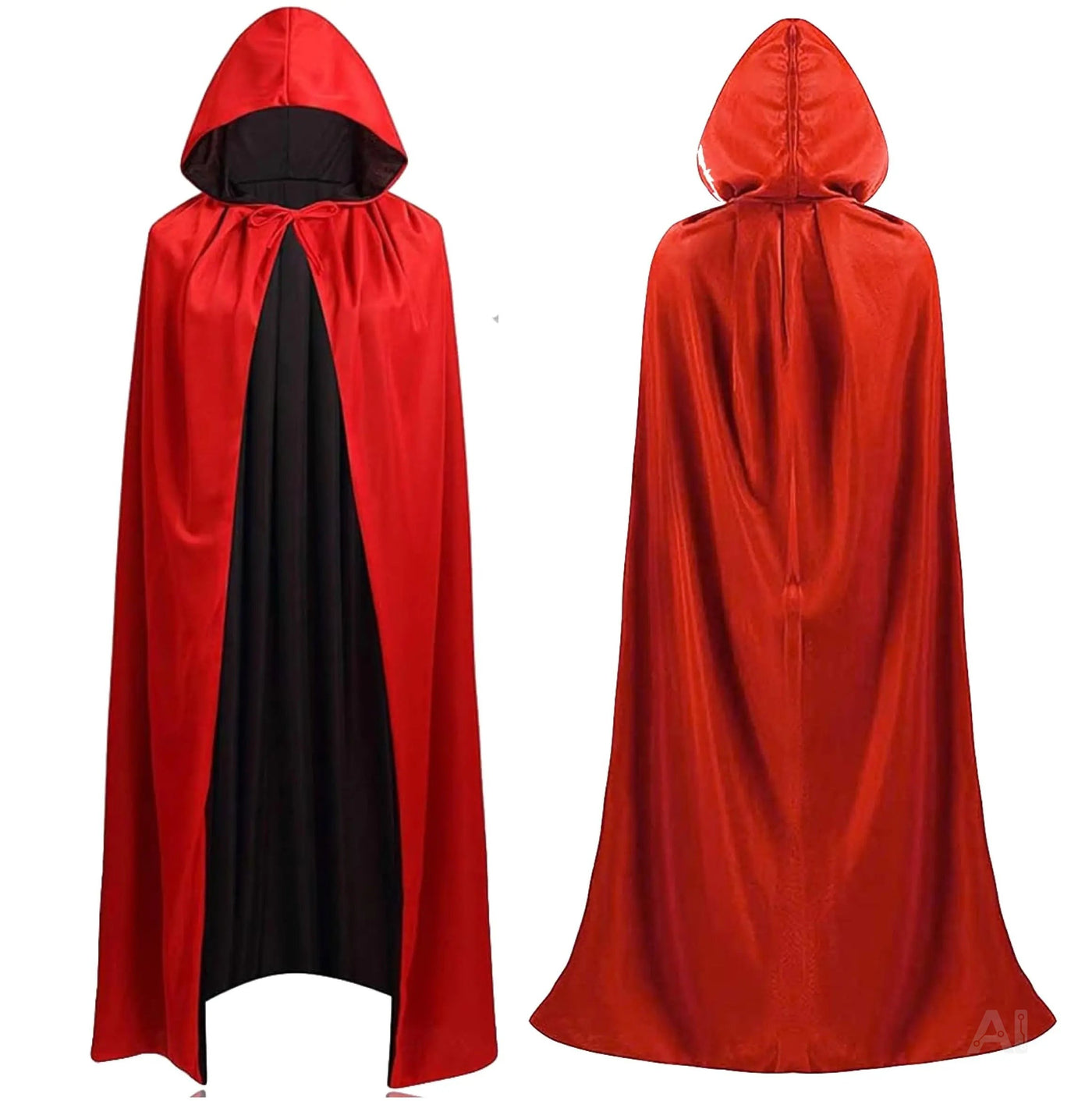 Umhang rot & schwarz mit Kaputze - für Halloween & Fasching & Karneval Vampir Kostüm für Kinder & Erwachsene, Beidseitig