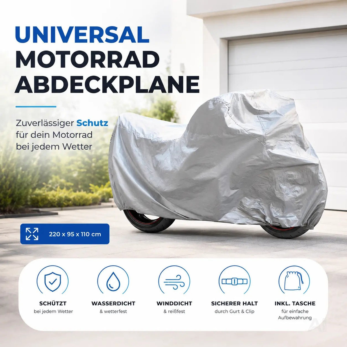 Universal Motorradplane Abdeckplane Outdoor - Zubehör Motorradabdeckung – Detailansicht 2