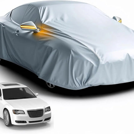 Universale Autoschutzhülle - Autoabdeckung - wasserdichte Autoplane für PKW/KFZ – Car Cover in Silber für umfassenden Schutz