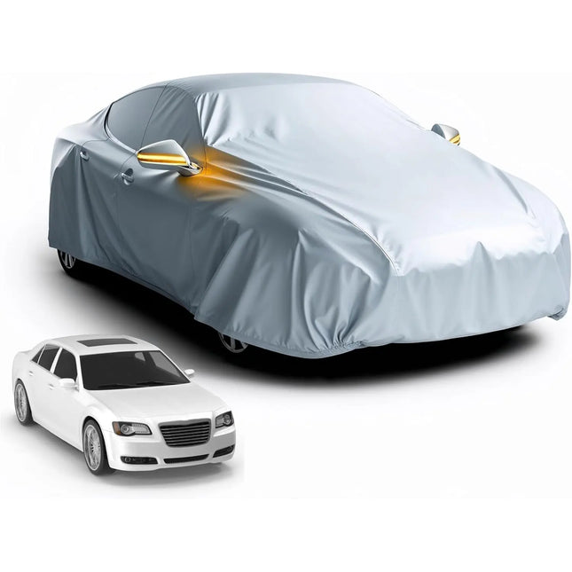 Universale Autoschutzhülle - Autoabdeckung - wasserdichte Autoplane für PKW/KFZ – Car Cover in Silber für umfassenden Schutz