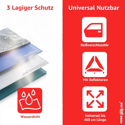 Universale Autoschutzhülle - Autoabdeckung - wasserdichte Autoplane für PKW/KFZ – Car Cover in Silber für umfassenden Schutz