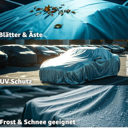 Universale Autoschutzhülle - Autoabdeckung - wasserdichte Autoplane für PKW/KFZ – Car Cover in Silber für umfassenden Schutz