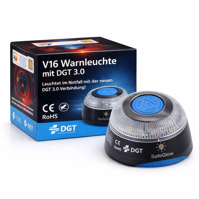 V16 DGT 3.0 Notfall-Warnleuchte mit SIM Karte – IDIADA PC21020060 – Pflicht ab 2026 in Spanien