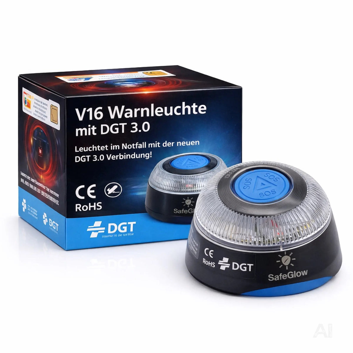 V16 DGT 3.0 Notfall-Warnleuchte mit SIM Karte – IDIADA PC21020060 – Pflicht ab 2026 in Spanien
