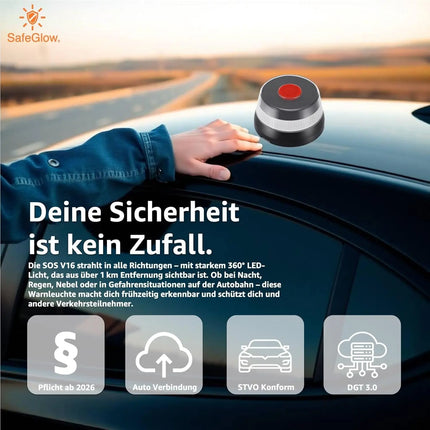 V16 DGT 3.0 Warnleuchte mit integrierter SIM – LED-Notfalllicht für Spanien 2026 – IDIADA Zulassung