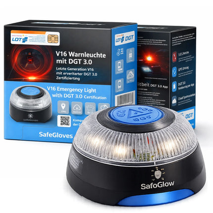 V16 DGT 3.0 Warnleuchte mit integrierter SIM – LED-Notfalllicht für Spanien 2026 – IDIADA Zulassung