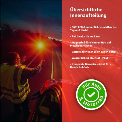 V16 DGT Notlicht – Warndreieck Alternative & Sicherheitsleuchte – Pflicht ab 2026 Spanien – Pannenhilfe für Auto & Motorrad
