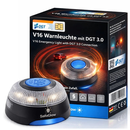 V16 Sicherheits-Warnleuchte DGT 3.0 inkl. SIM – Notlicht für Auto, Motorrad – IDIADA PC21020060