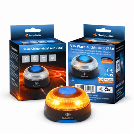 V16 Warnleuchte DGT 3.0 mit SIM – Pflicht ab 2026 in Spanien – IDIADA Zulassung PC21020060