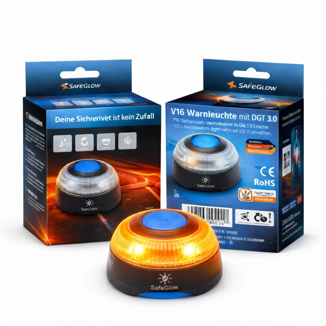 V16 Warnleuchte DGT 3.0 mit SIM – Pflicht ab 2026 in Spanien – IDIADA Zulassung PC21020060