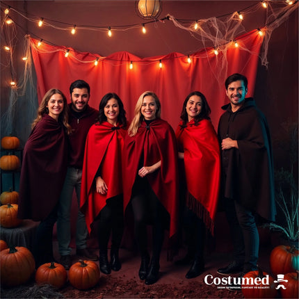 Vampir Kostüm - Umhang schwarz mit Kaputze - Verkleidung für Halloween & Fasching & Karneval - Kinder & Erwachsene - TK Gruppe® Offizieller Onlineshop