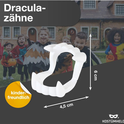 Vampirgebiss Fasching - kinderfreundlich - passend für Kinder - stabil & unbedenklich - Vampirzähne Gebiss Dracula