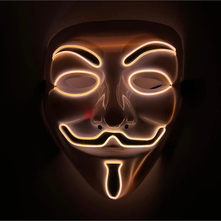 Vendetta LED Grusel Maske - wie aus Purge steuerbar, Gesicht leuchtend, für Halloween, Fasching & Karneval als Kostüm für Herren & Damen (Vendetta-rot)