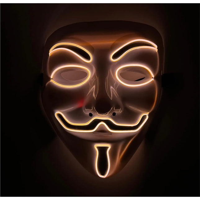 Vendetta LED Grusel Maske - wie aus Purge steuerbar, Gesicht leuchtend, für Halloween, Fasching & Karneval als Kostüm für Herren & Damen (Vendetta-rot)
