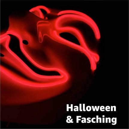 Vendetta LED Grusel Maske - wie aus Purge steuerbar, Gesicht leuchtend, für Halloween, Fasching & Karneval als Kostüm für Herren & Damen (Vendetta-rot)