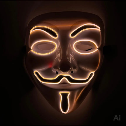 Vendetta LED Grusel Maske - wie aus Purge steuerbar, Gesicht leuchtend, für Halloween, Fasching & Karneval als Kostüm für Herren & Damen (Vendetta-rot)
