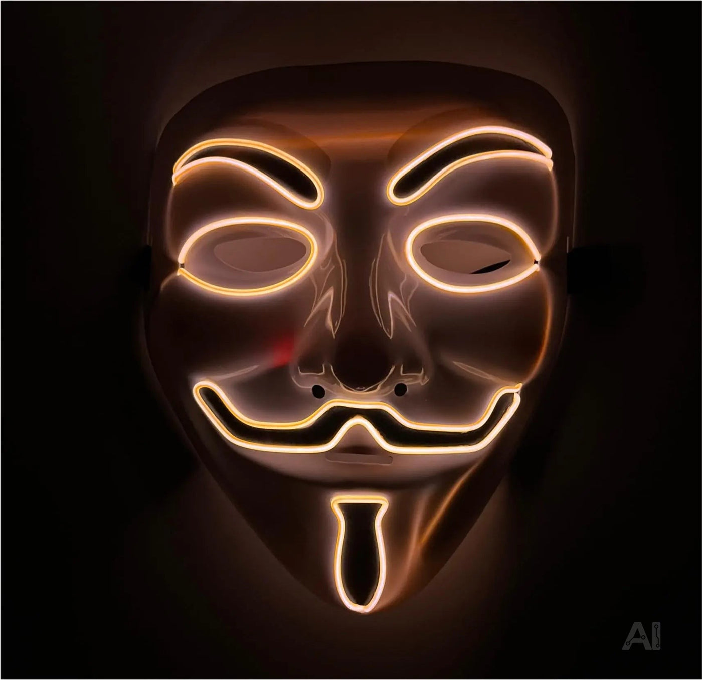 Vendetta LED Grusel Maske - wie aus Purge steuerbar, Gesicht leuchtend, für Halloween, Fasching & Karneval als Kostüm für Herren & Damen (Vendetta-rot)