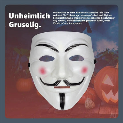 Vendetta Maske als Kostüm Accessoire für Damen & Herren, Kinder & Erwachsene an Anonymous – Detailansicht 5