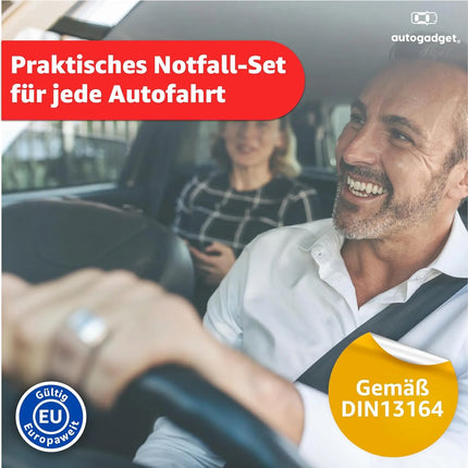 Verbandstasche KFZ Norm 2025 mit Beatmungstücher - Verbandskasten Auto - DIN13164:2022 - Erste Hilfe Set - Verbandskasten StVO konform (Pink)