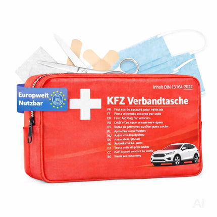 Verbandstasche KFZ Norm 2026 - Verbandskasten Auto (rot)