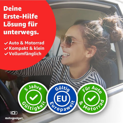 Verbandstasche Norm 2025 - KFZ mit Beatmungstücher - Verbandskasten Auto - DIN13164:2022 - Erste Hilfe Set - Verbandskasten StVO konform (Schwarz)