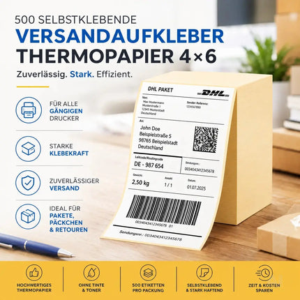 Versandetiketten 20 x 11 cm (4x6 Zoll) – Selbstklebende DHL DPD GLS Versandaufkleber – Detailansicht 2