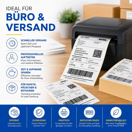 Versandetiketten 20 x 11 cm (4x6 Zoll) – Selbstklebende DHL DPD GLS Versandaufkleber – Detailansicht 5